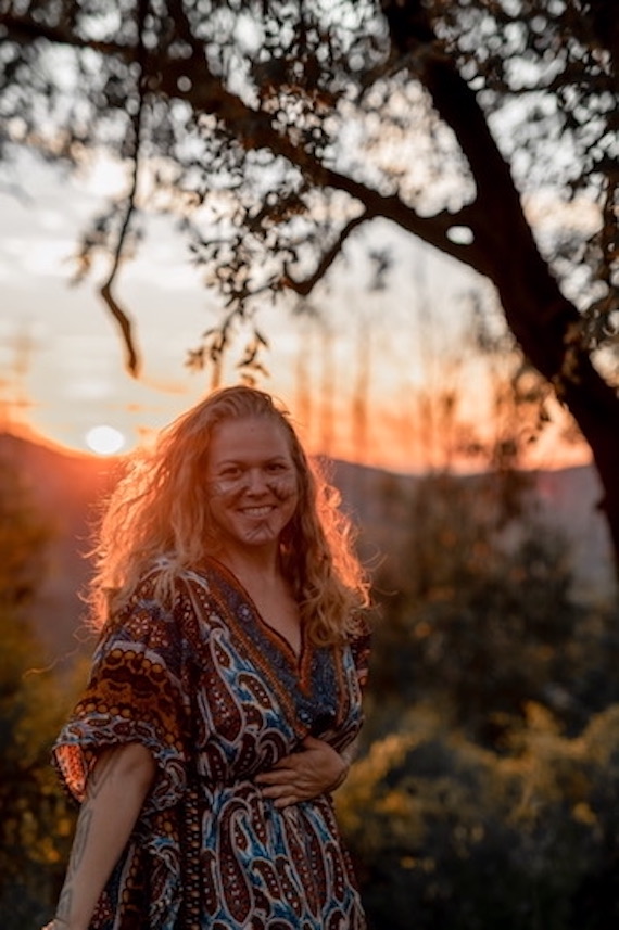 intuitive kasham at sunset in the mountains of Portugal- at a psychedelics for healing retreat