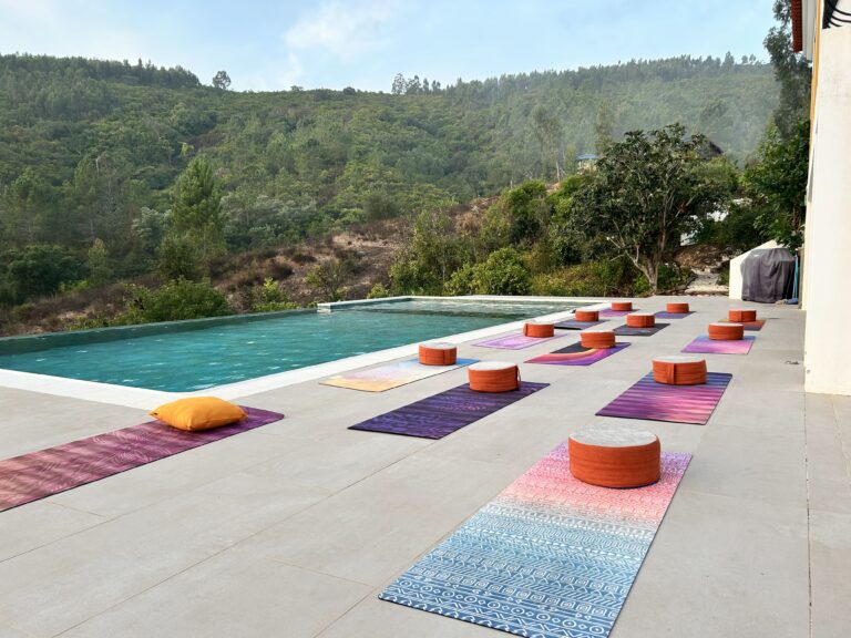 yoga mats outside the pool psilocybin retreat algarve