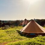a 6m bell tent with awning, nestled in nature in the Algarve Portugal